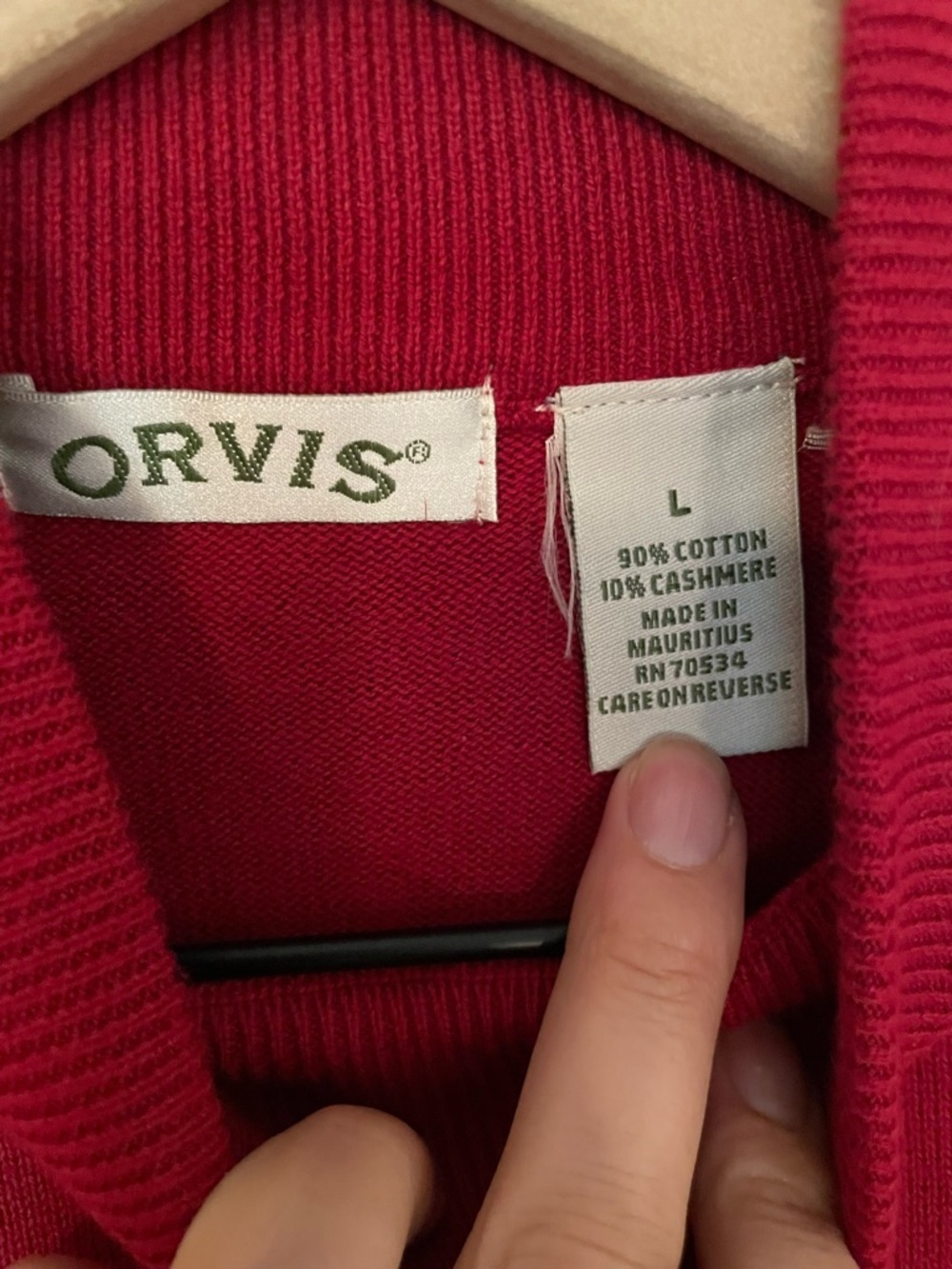 Vintage Orvis Cotton & Cashmere Red Turtleneck Sweater Size M/L - Picture 4 of 5